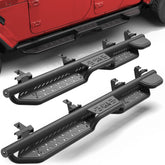 Running Boards Compatible with 2020 - 2025 Jeep Gladiator JT 4 Doors, Two Stairs Design Side Steps Heavy - Duty Steel Nerf Bars Bolt - on Installation - Longsunmotor