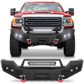 for Sierra 2500 3500 Front Bumper Compatible with 2015-2016-2017-2018-2019 GMC Sierra 2500 3500 HD Pickup Truck Bumper with Winch Plate, Lights, Sensor Holes, License Plate Bracket & D-rings