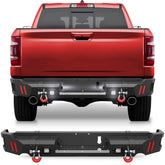 Ram Rear Bumper for 2019 2020 2021 2022 2023 2024 2025 Ram 1500 Solid Steel Offroad Back Bumper w/LED Lights (Exclude Classic) - Longsunmotor