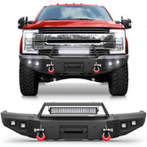 for F250 F350 F450 Front Bumper Compatible with 2017 2018 2019 2020 2021 2022 Ford F250 F350 F450 Super Duty with Winch Plate, LED Lights & D-rings, License Plate Bracket, Sensor Holes (Textured Black)