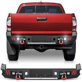 For 2005-2015 Toyota Tacoma 2nd Gen Steel New Rear Bumper With Lights & D-Rings (Black Texture)