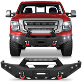 For Titan Pickup Truck Full Width Front Bumper Compatible with 2016-2025 Nissan Titan (Excluding Titan XD) with LED Lights, Winch Plate, Sensor Holes & D-rings