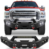 Steel Front Bumper Compatible with 2011 2012 2013 2014 2015 2016 Ford F250 F350 F450 with Winch Plate and LED Lights and D-Ring