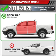 2019-2024 Ford Ranger Running Boards Black Nerf Bars Powder-Coated Steel