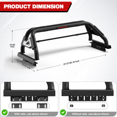 Truck Roll Bar for Full - Size Pickup Truck Adjustable No - Drill Headache Racks without Basket for Ford F - Series, Silverado, Sierra, Ram, Titan, Tundra - Longsunmotor