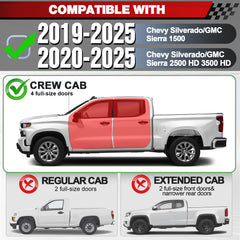Running Boards Side Steps fit 2019-2025 Chevy SilveradoGMC Sierra 1500, 2020-2025 Silverado Sierra 2500 HD 3500 HD Crew Cab Bolt-On No Drilling