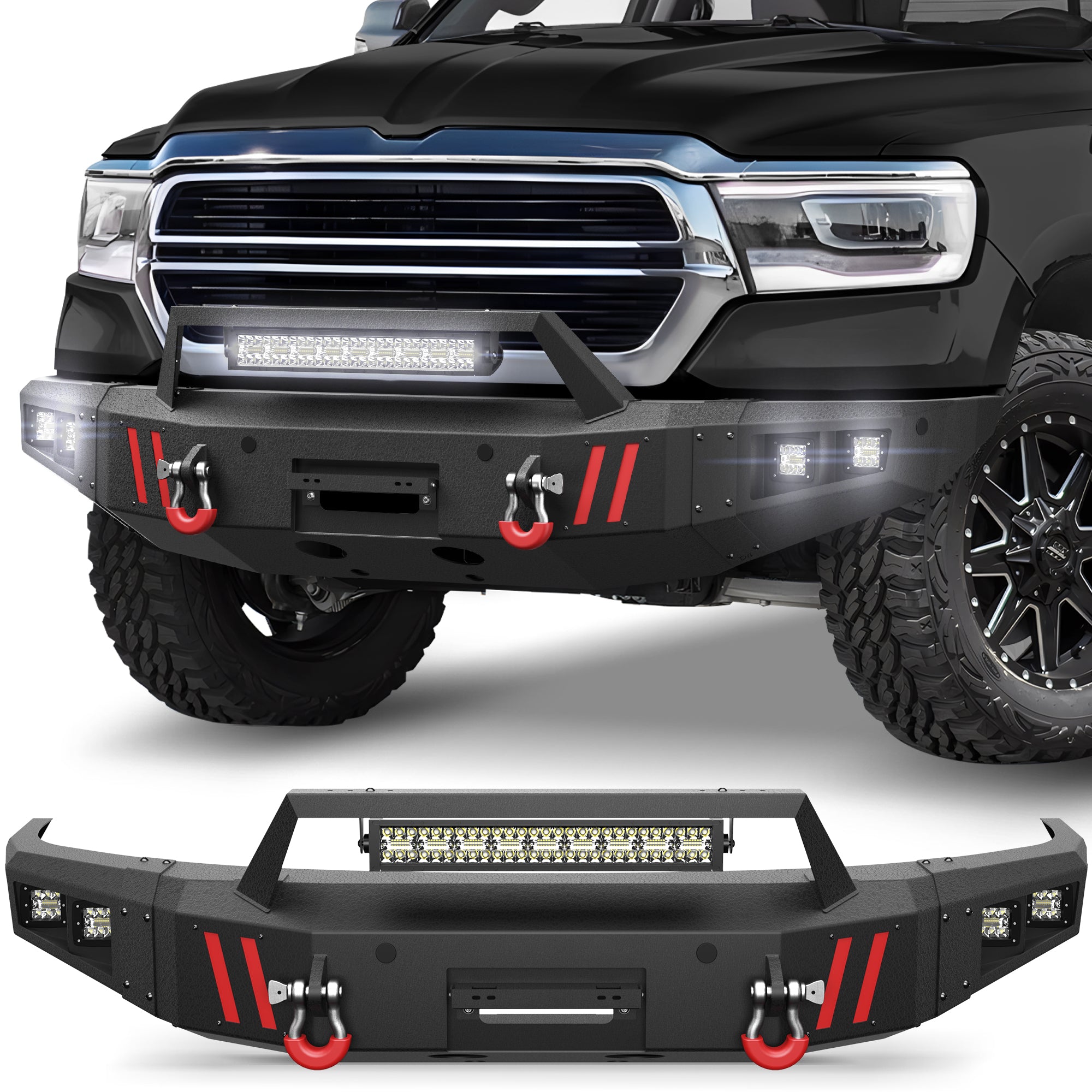 for Ram 1500 Front Bumper Compatible with 2019 2020 2021 2022 2023 2024 Dodge Ram 1500 (Excluding Classic) - Longsunmotor