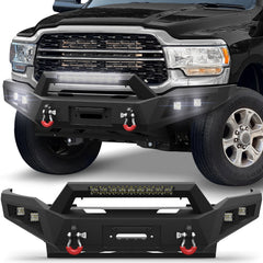 Off Road Front Bumper Fit Ram 2500 3500 2019-2025 Heavy-duty Winch Bumper Full Width Carbon Steel Powder Coated