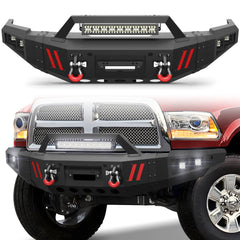 For 2010-2018 Ram 2500/3500 Aftermarket Steel Front Bumper with Winch Plate and Sensor Hole