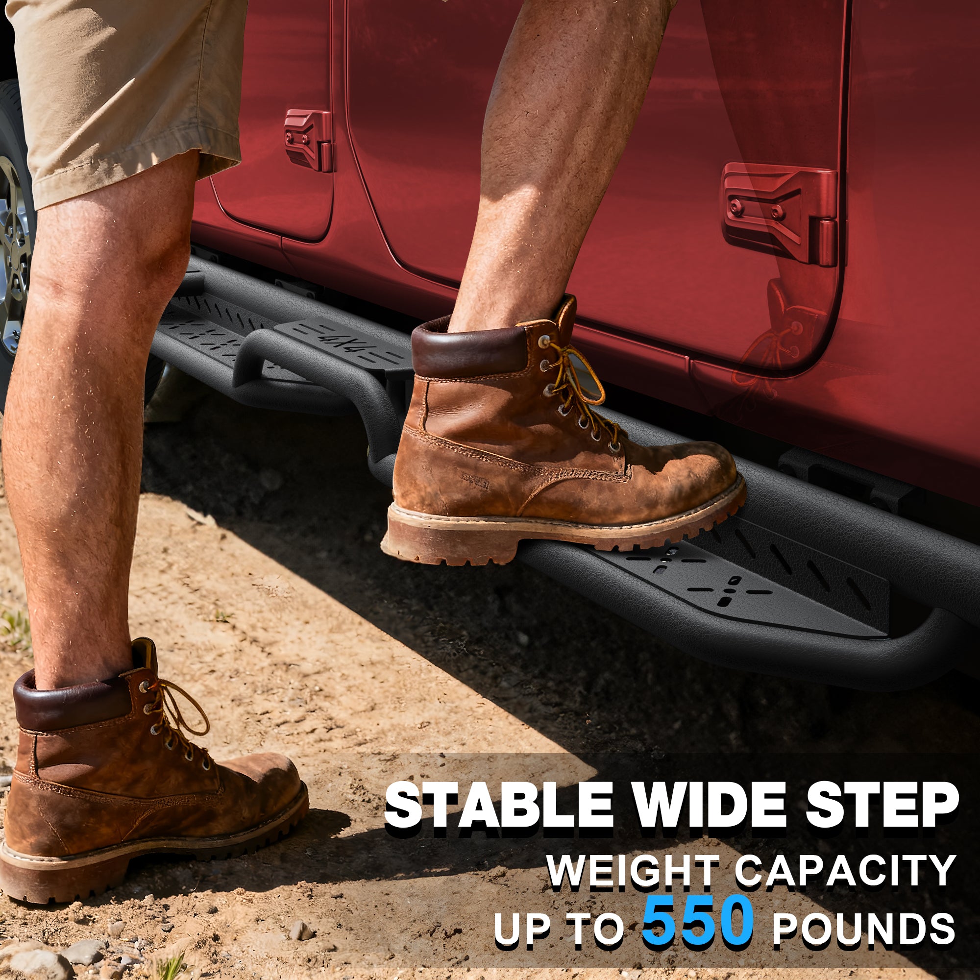 Running Boards Compatible with 2019-2025 Dodge Ram 1500 Crew Cab Heavy-duty Black Side Steps