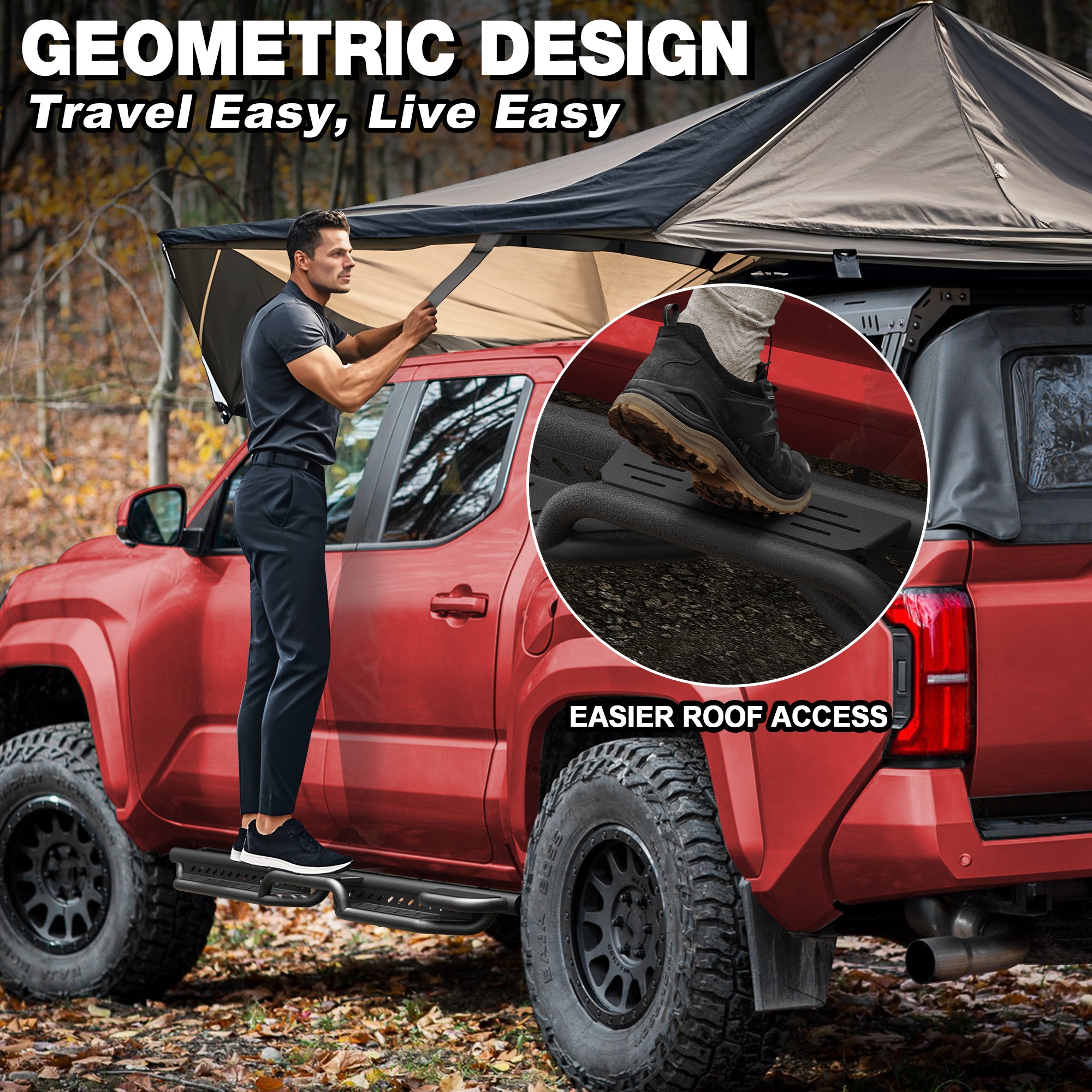 Running Boards Side Steps Compatible with 2022 2023 2024 2025 Toyota Tundra Crew Max Cab Black Truck Side Rails Nerf Bars