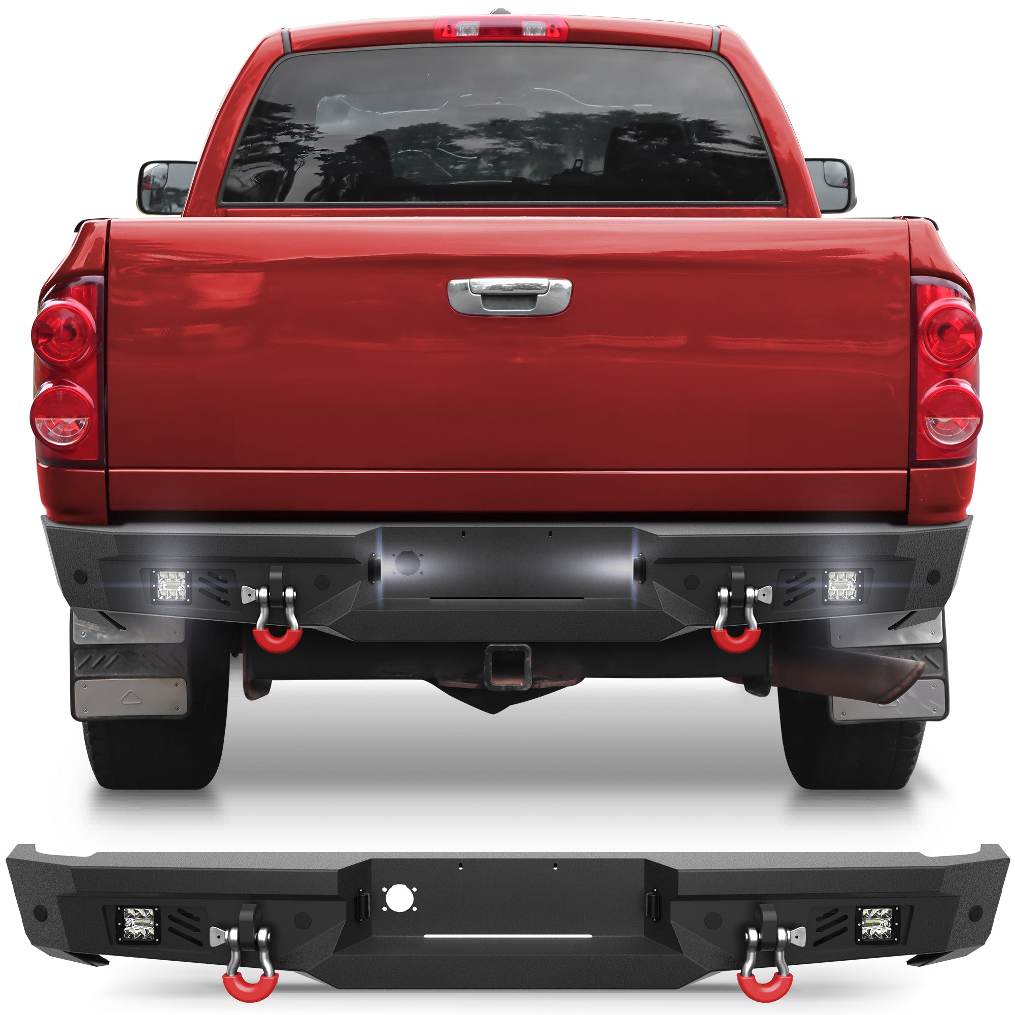 for Ram 2500 3500 Aftermarket Rear Bumper Compatible with 2002 - 2008 Dodge Ram 1500 and 2003 - 2009 Dodge Ram 2500 3500 - Longsunmotor