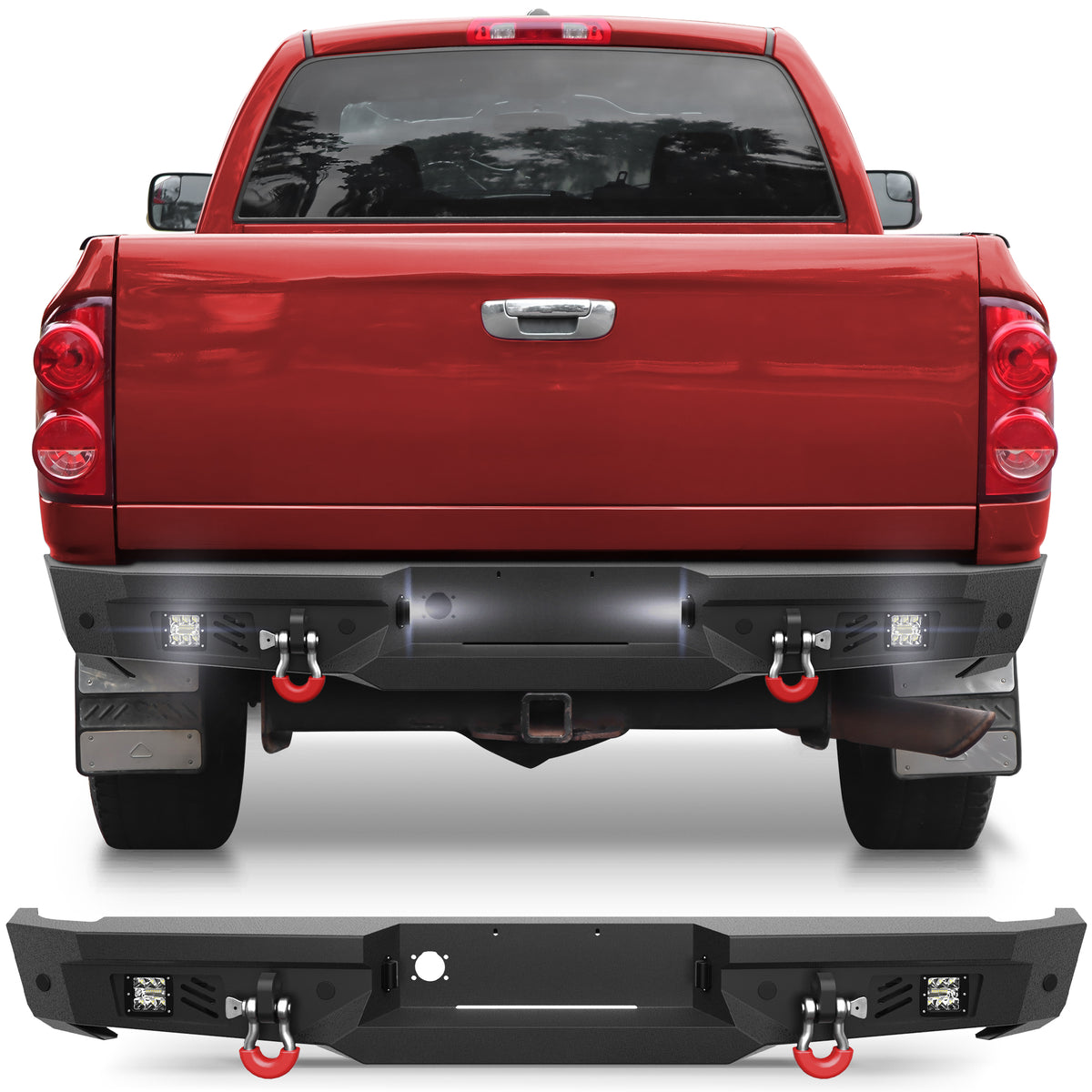 for Ram 2500 3500 Aftermarket Rear Bumper Compatible with 2002 - 2008 Dodge Ram 1500 and 2003 - 2009 Dodge Ram 2500 3500 - Longsunmotor