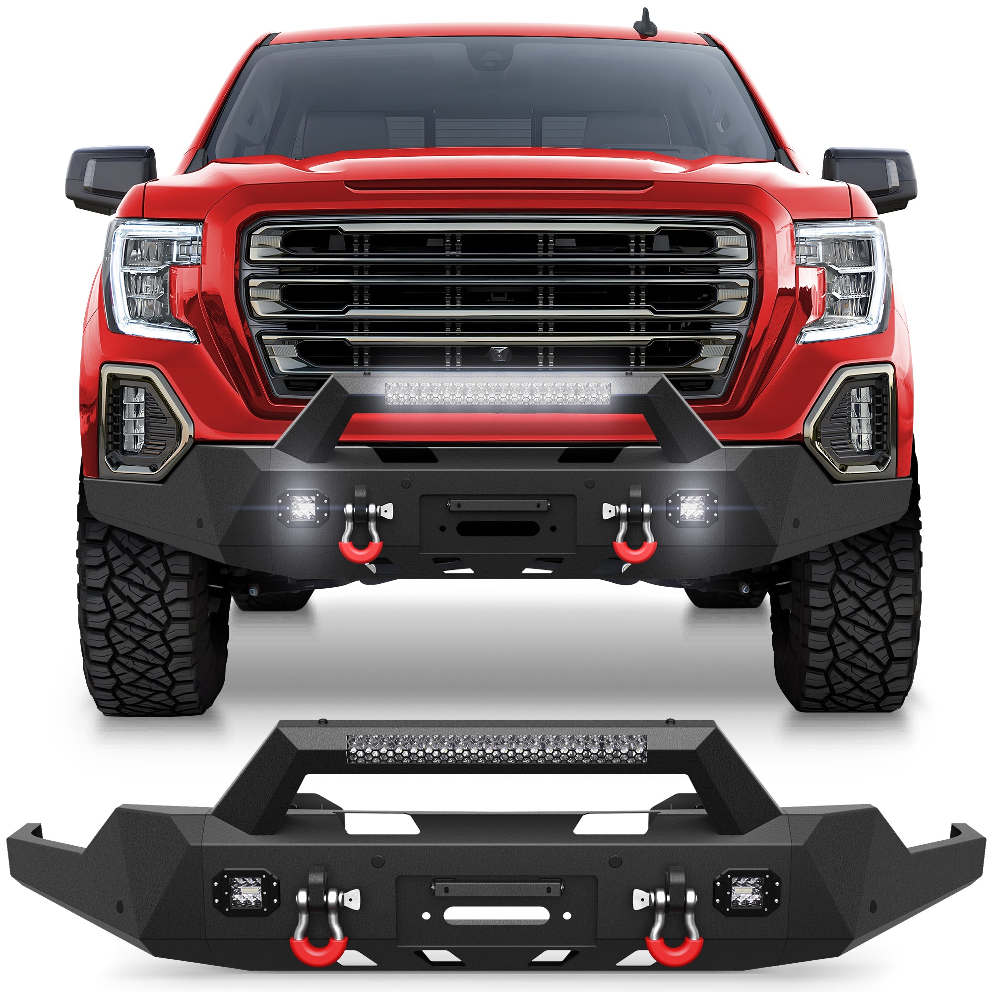 for Sierra 1500 Front Bumper Compatible with 2019-2020-2021-2022 GMC Sierra 1500 Pickup Truck Bumper with Winch Plate