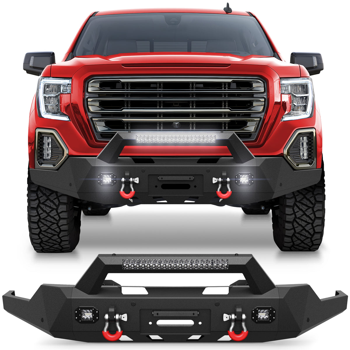 for Sierra 1500 Front Bumper Compatible with 2019-2020-2021-2022 GMC Sierra 1500 Pickup Truck Bumper with Winch Plate
