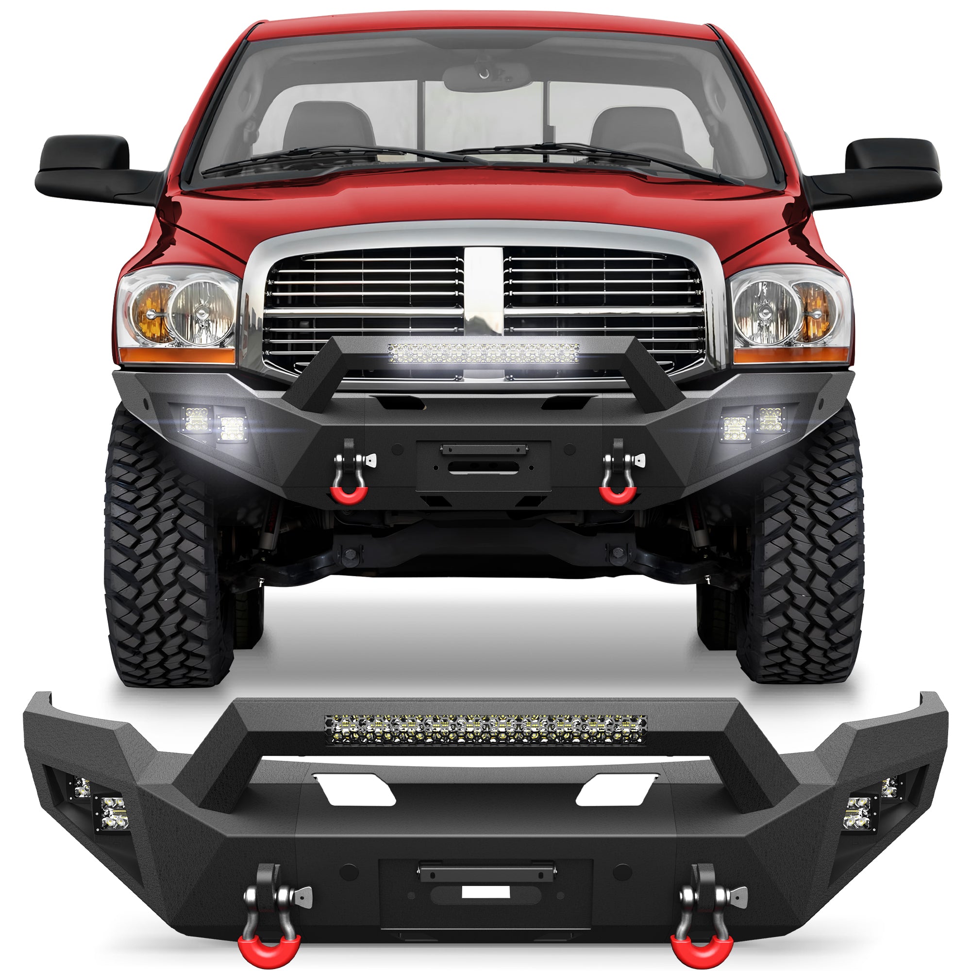 for Ram 1500 Front Bumper Compatible with 2006 2007 2008 Dodge Ram 1500 Pickup Truck Bumper with Winch Plate (Excluding Mega Cab)