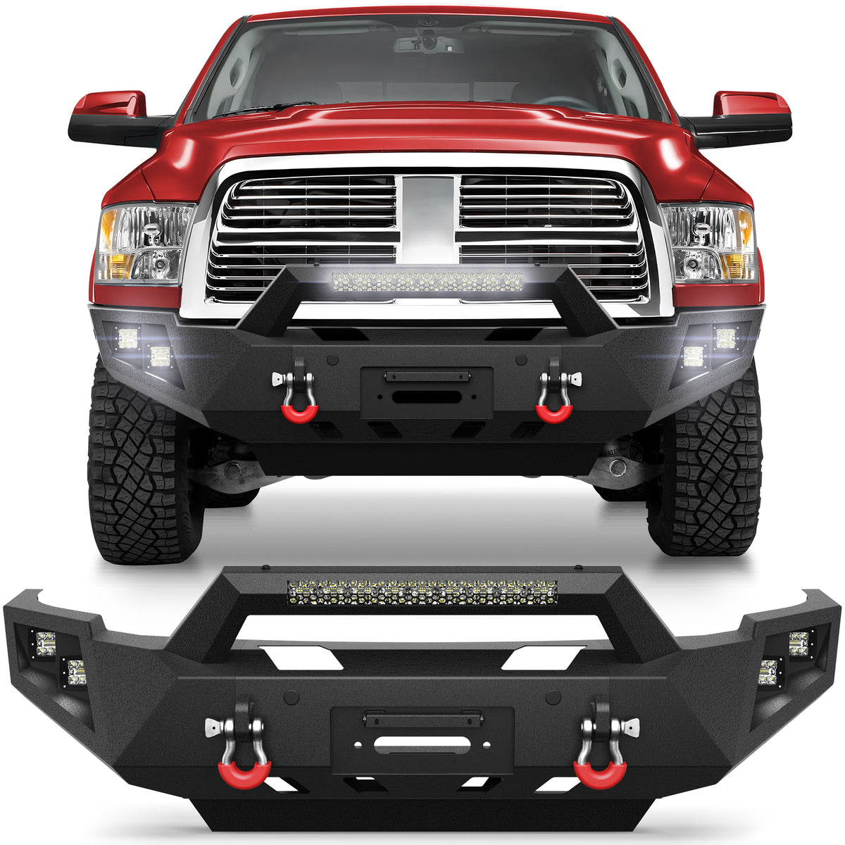 For 2010-2018 Ram 2500/3500 Steel Front Bumper Heavy-duty Bumper with Skid Plate