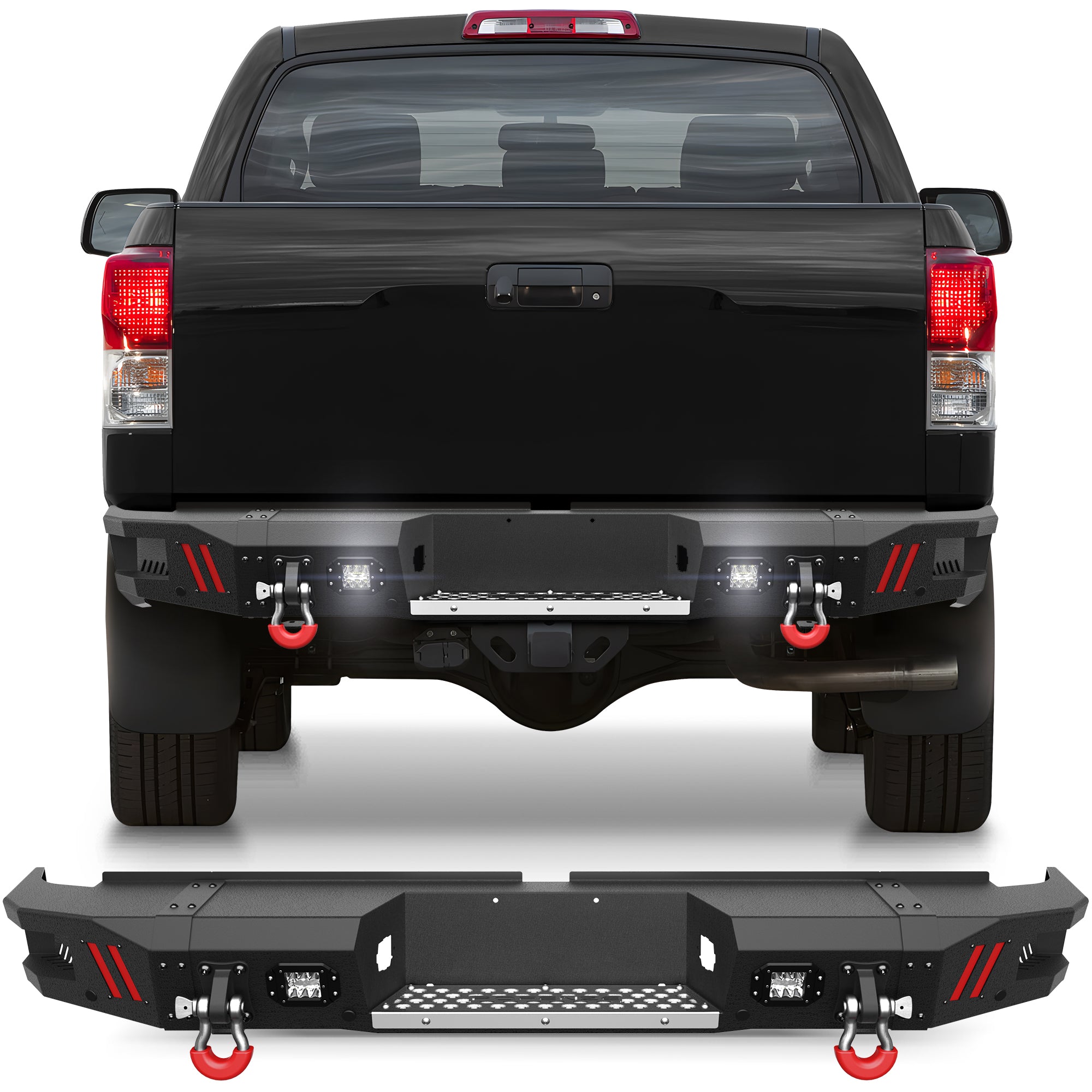 Off - road Tundra Rear Bumper Compatible with 2007 2008 2009 2010 2011 2012 2013 Toyota Tundra Pickup Truck Full Width Bumper - Longsunmotor