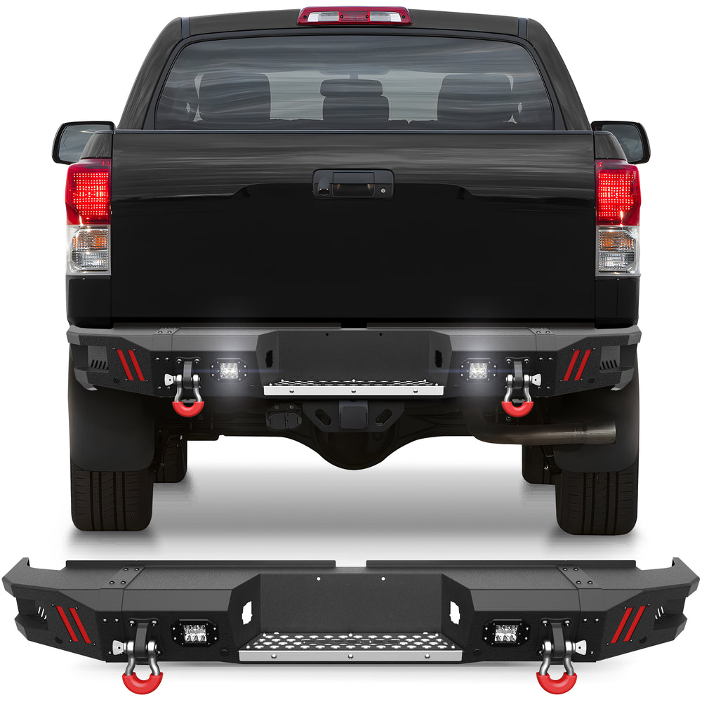 Off - road Tundra Rear Bumper Compatible with 2007 2008 2009 2010 2011 2012 2013 Toyota Tundra Pickup Truck Full Width Bumper - Longsunmotor