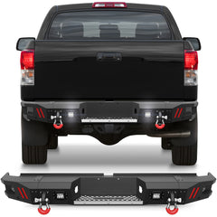 Off - road Tundra Rear Bumper Compatible with 2007 2008 2009 2010 2011 2012 2013 Toyota Tundra Pickup Truck Full Width Bumper - Longsunmotor