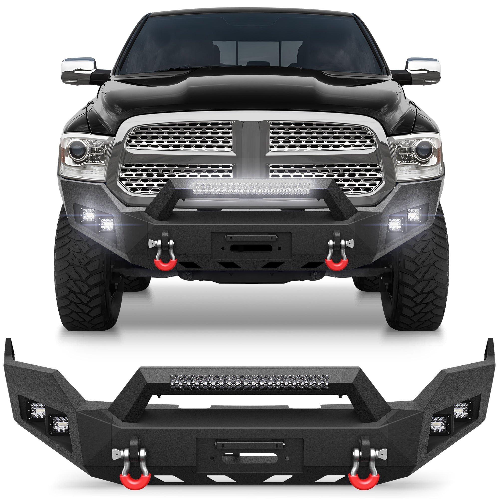 For Ram 1500 Front Bumper Compatible with 2013-2018 Ram 1500 (Exclude Rebel) and 2019-2024 Ram 1500 Classic (Exclude Warlock)