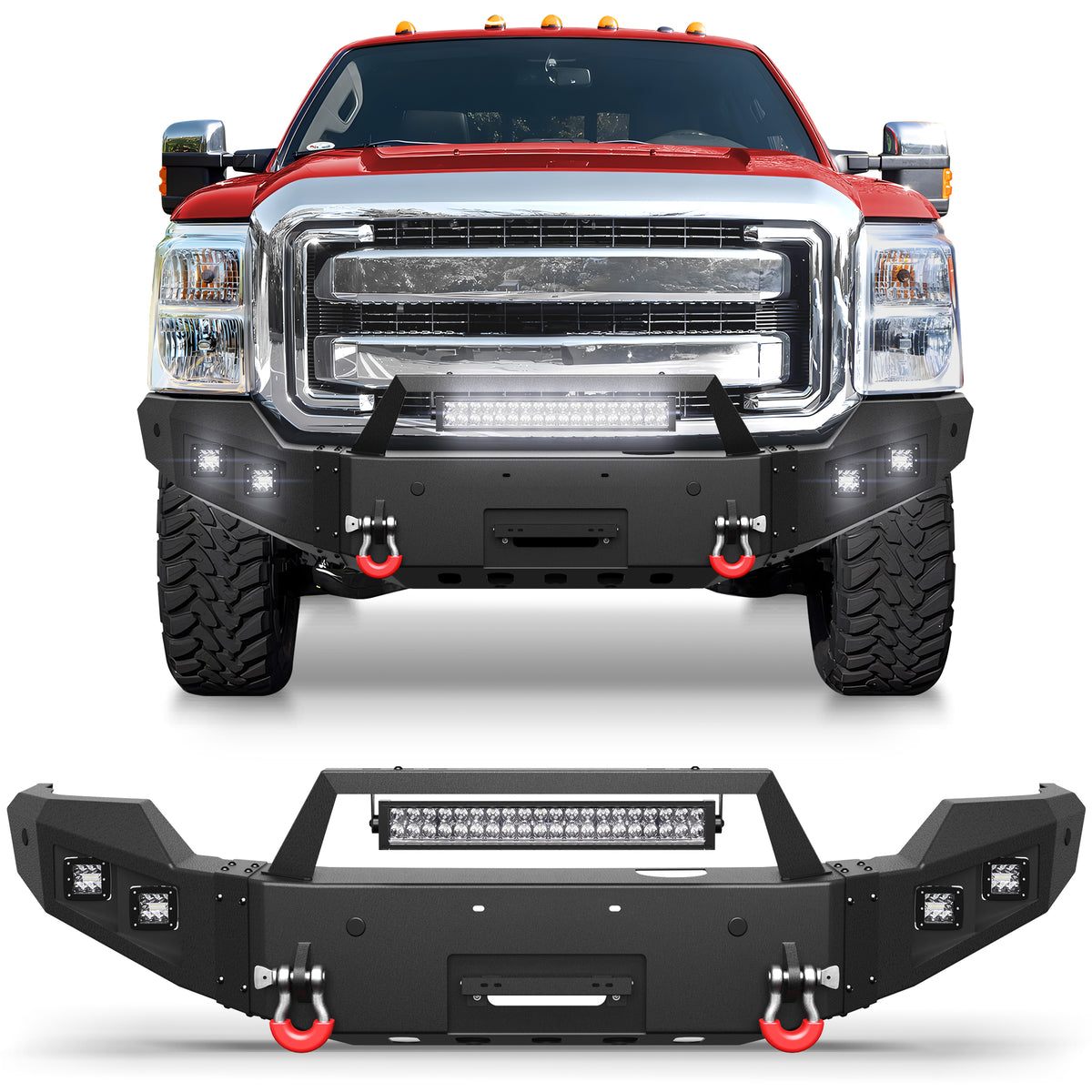 For Ford F250 F350 F450 Front Bumper for 2011 2012 2013 2014 2015 2016 Ford F-250 & F-350 & F-450 Pickup Truck Solid Steel Full Width Aftermarket Bumper