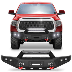 Tundra Front Bumper Steel Winch Bumper for Toyota Tundra 2014 2015 2016 2017 2018 2019 2020 2021 - Longsunmotor
