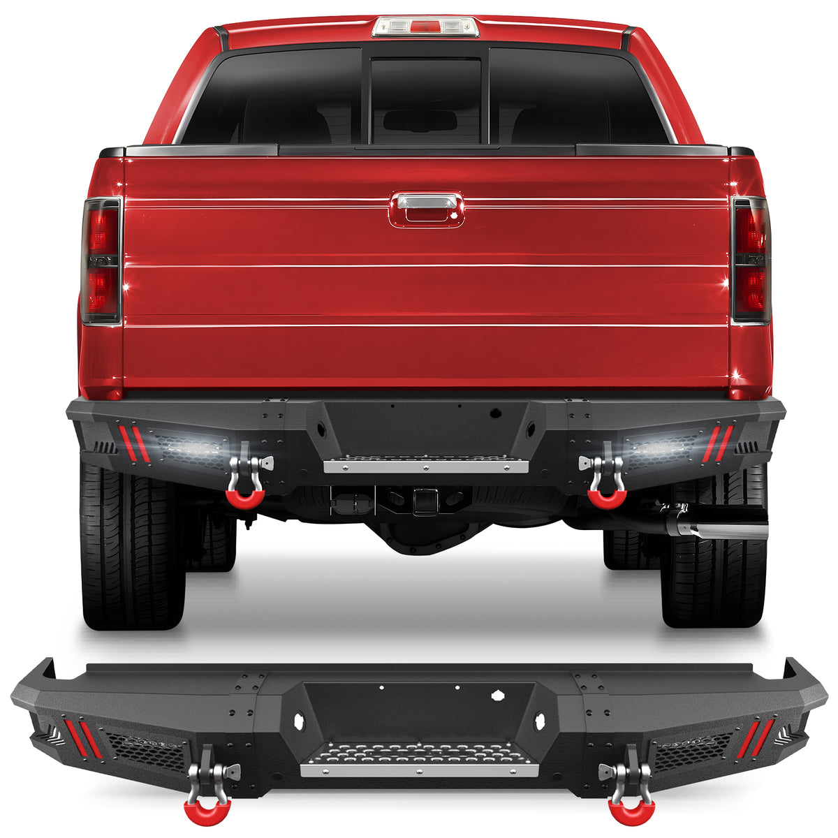 F150 Rear Bumper for 2009 2010 2011 2012 2013 2014 Ford F150 (Exclude Raptor) Full-Width Offroad Bumper Solid Steel