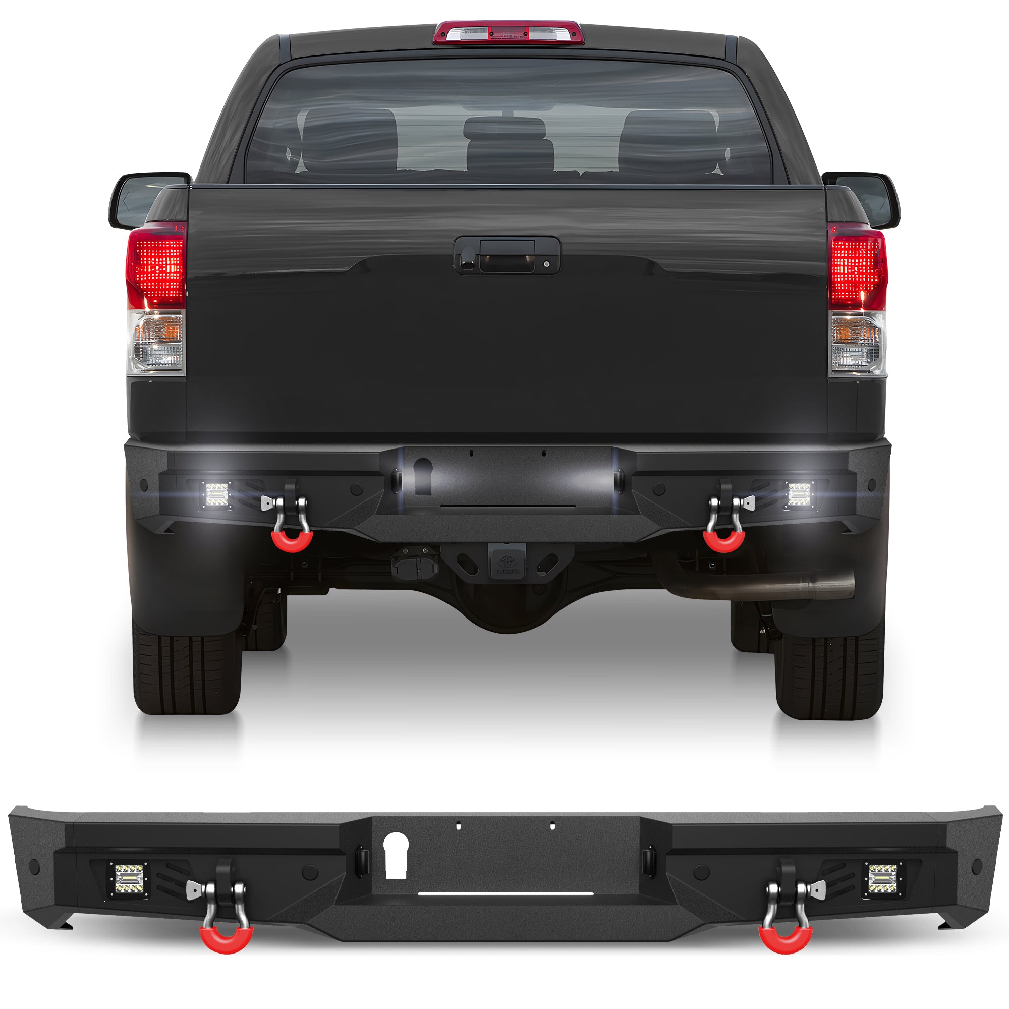 Rear Bumper Fits 2007 - 2008 - 2009 - 2010 - 2011 - 2012 - 2013 Tundra with Lights and D - rings - Longsunmotor