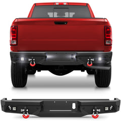 Off Road Rear Bumper Fit 2010-2018 Ram 2500 3500 Heavy Duty Bumper with Lights and D-rings