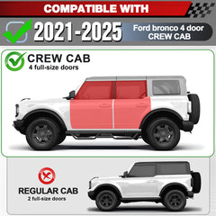 for Bronco Running Boards Side Steps Compatible with 2021 2022 2023 2024 2025 Ford Bronco 4 Doors - Longsunmotor