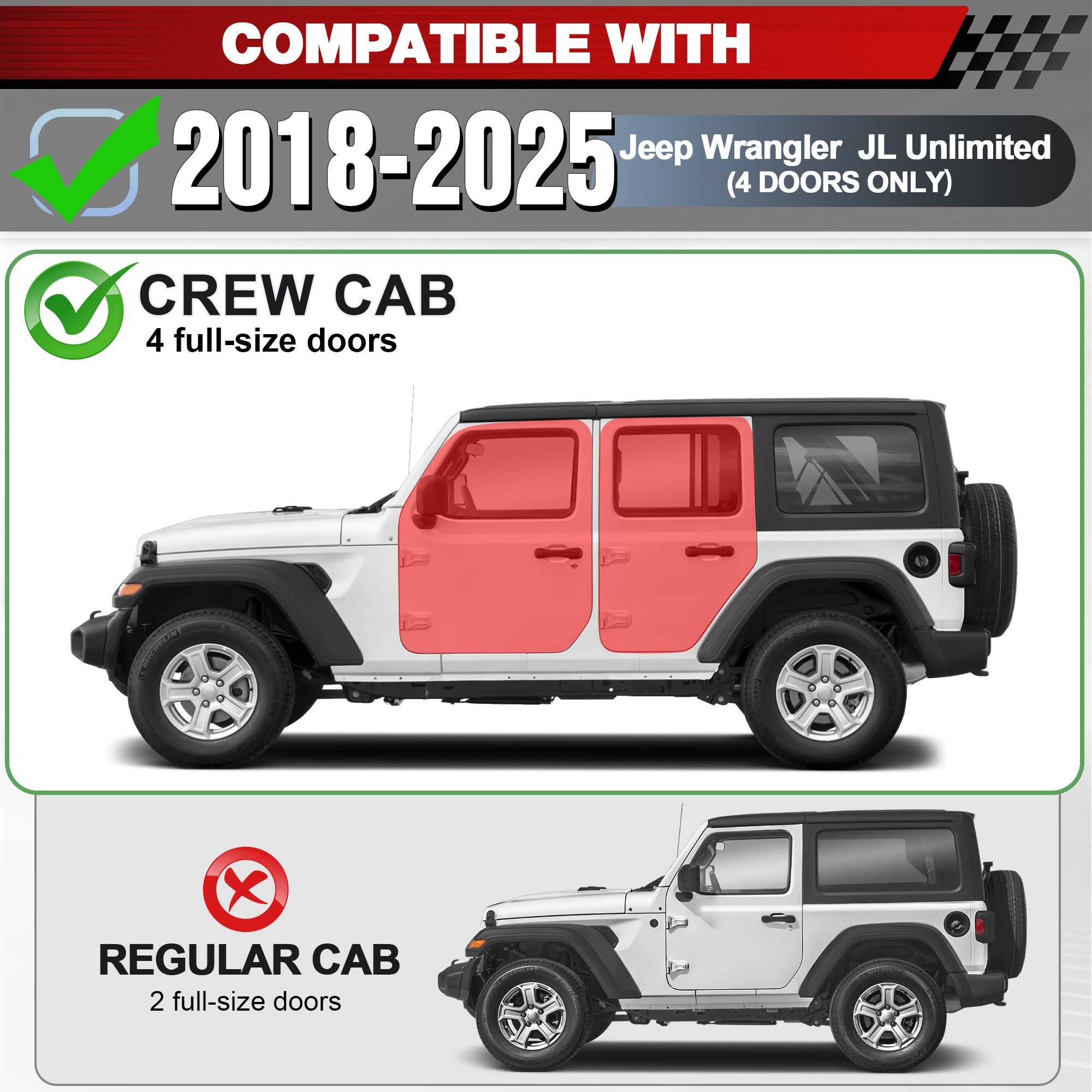 Running Boards Side Steps Compatible with 2018-2025 Jeep Wrangler JL 4 Doors Black Carbon Steel Nerf Bars