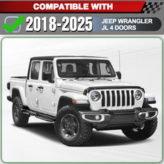 Running Boards Compatible with 2020 - 2025 Jeep Gladiator JT 4 Doors, Two Stairs Design Side Steps Heavy - Duty Steel Nerf Bars Bolt - on Installation - Longsunmotor