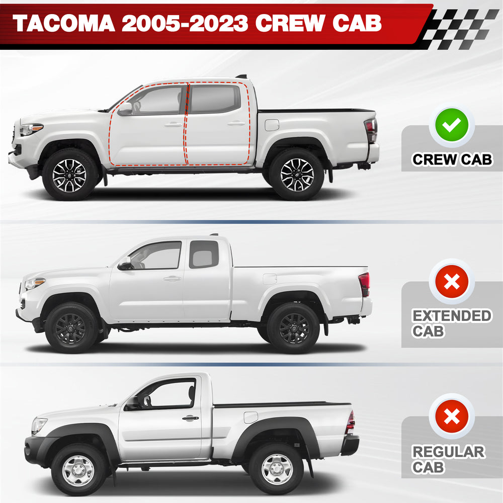 Running Boards Side Steps Compatible with 2005 - 2023 Toyota Tacoma All Black Nerf Bars - Longsunmotor