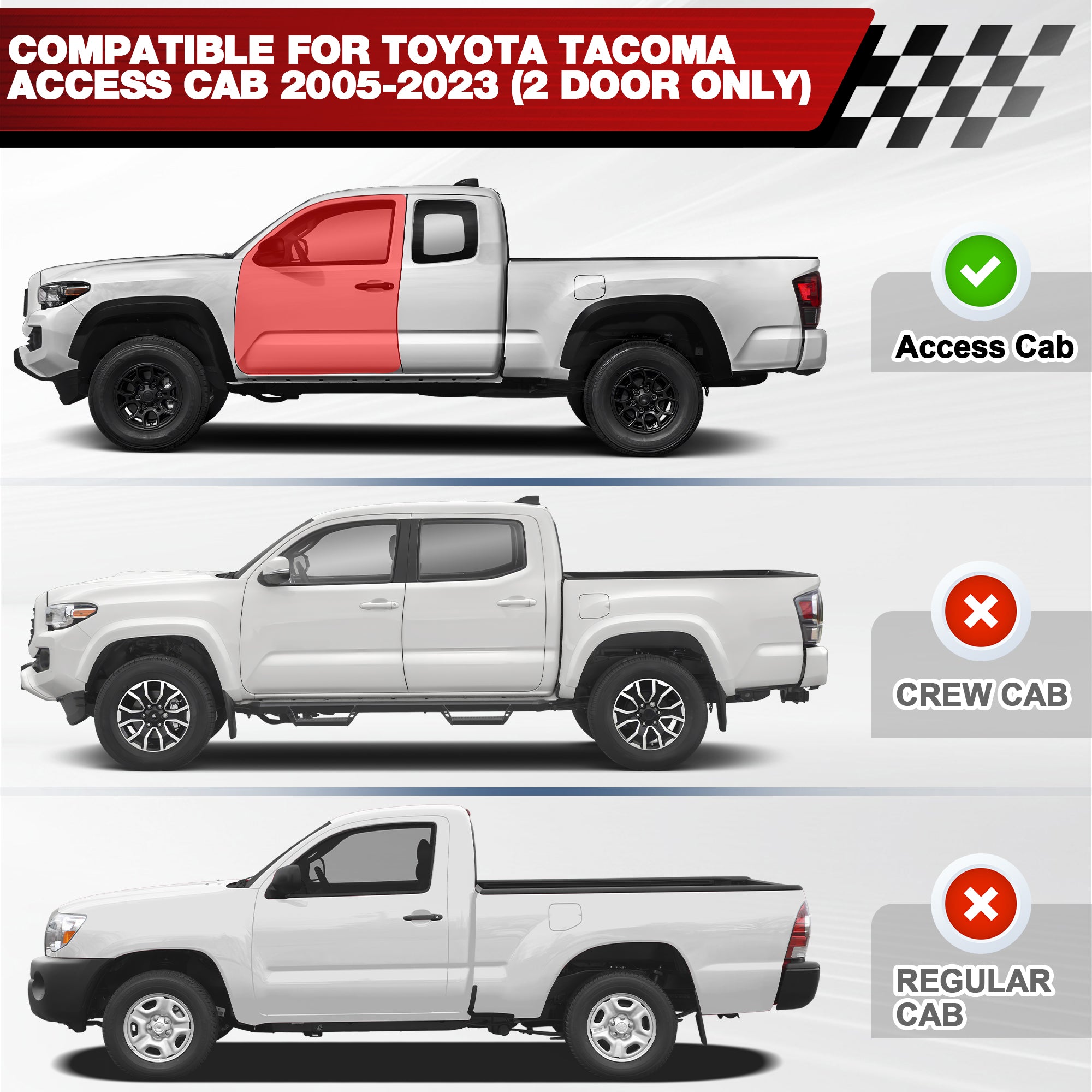 Running Boards Side Steps Compatible with 2005-2023 Toyota Tacoma Access Cab