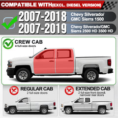 Running Boards Side Steps Compatible with 2007 - 2018 Chevy Silverado/GMC Sierra 1500 Crew Cab and 2007 - 2019 2500 3500HD. Running Boards for Silverado Crew Cab - Longsunmotor