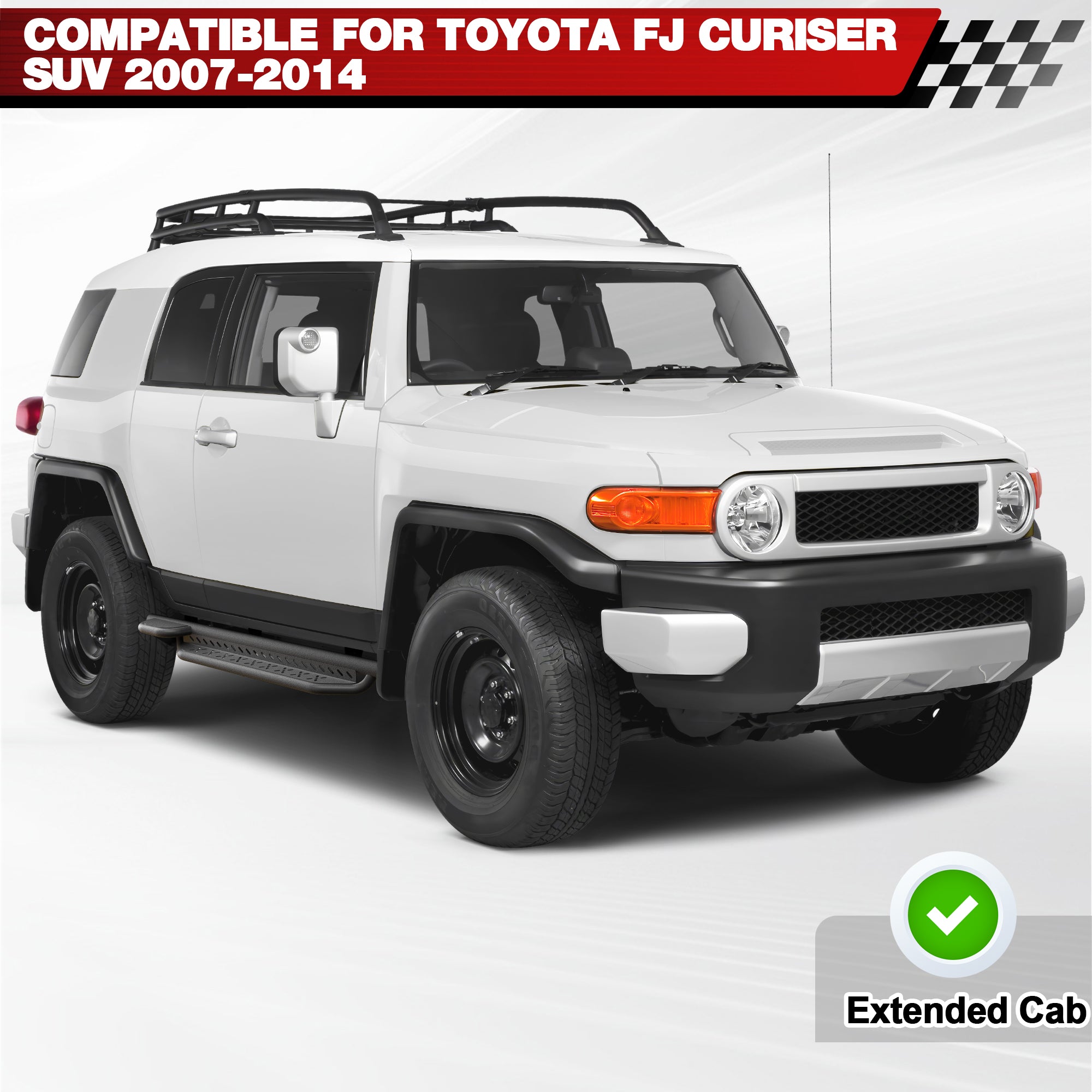 Running Boards Step Bars Compatible with 2007 - 2014 Toyota FJ Cruiser SUV Black FJ Cruiser Side Steps - Longsunmotor