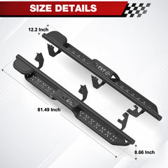 2019-2024 Ford Ranger Running Boards  Black Nerf Bars Powder-Coated Steel