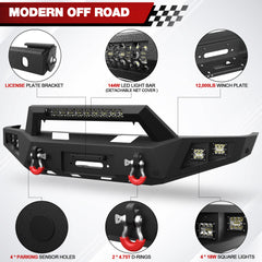 For F250 F350 F450 Front Bumper Compatible with 1992 1993 1994 1995 1996 1997 Ford F250 F350 F450 Super Duty