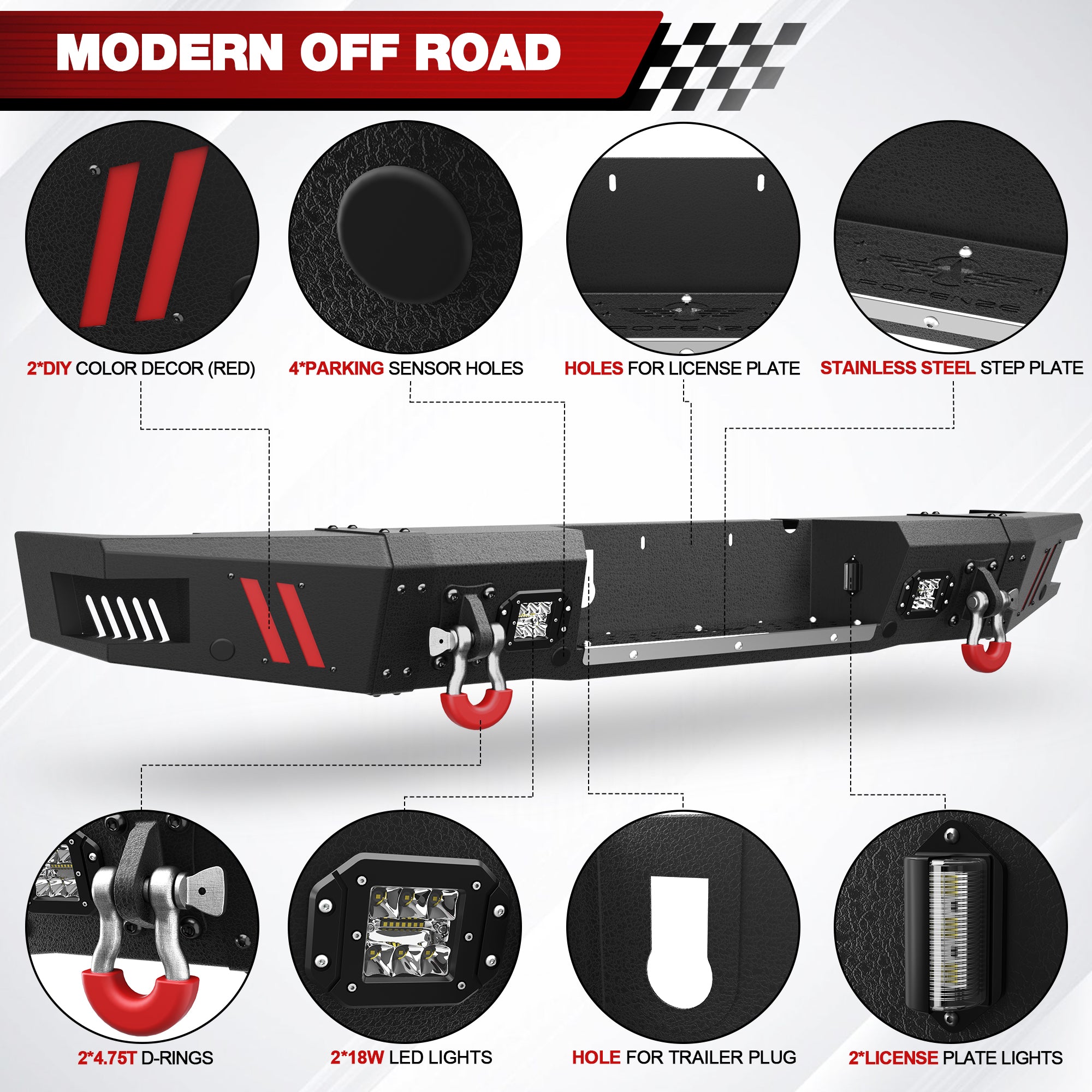 Aftermarket Truck Bumper for 2010-2018 Ram 2500/3500 Off-road Bumper with Lights