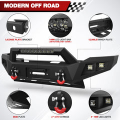 Off Road Front Bumper Fit Ram 2500 3500 2019-2025 Heavy-duty Winch Bumper Full Width Carbon Steel Powder Coated