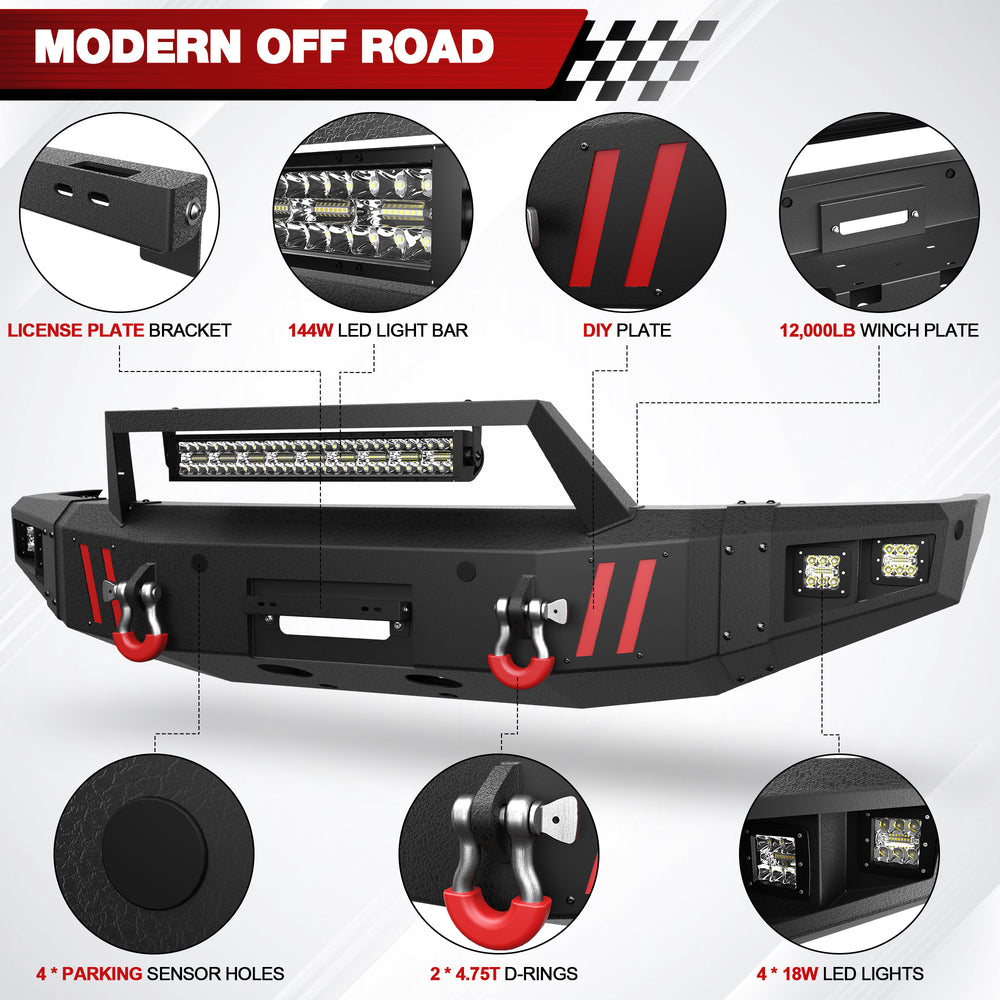 for Ram 1500 Front Bumper Compatible with 2019 2020 2021 2022 2023 2024 Dodge Ram 1500 (Excluding Classic) - Longsunmotor