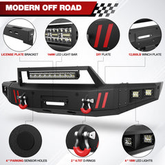 for Ram 1500 Front Bumper Compatible with 2019 2020 2021 2022 2023 2024 Dodge Ram 1500 (Excluding Classic) - Longsunmotor