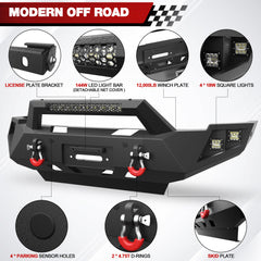 For 2010-2018 Ram 2500/3500 Steel Front Bumper Heavy-duty Bumper with Skid Plate