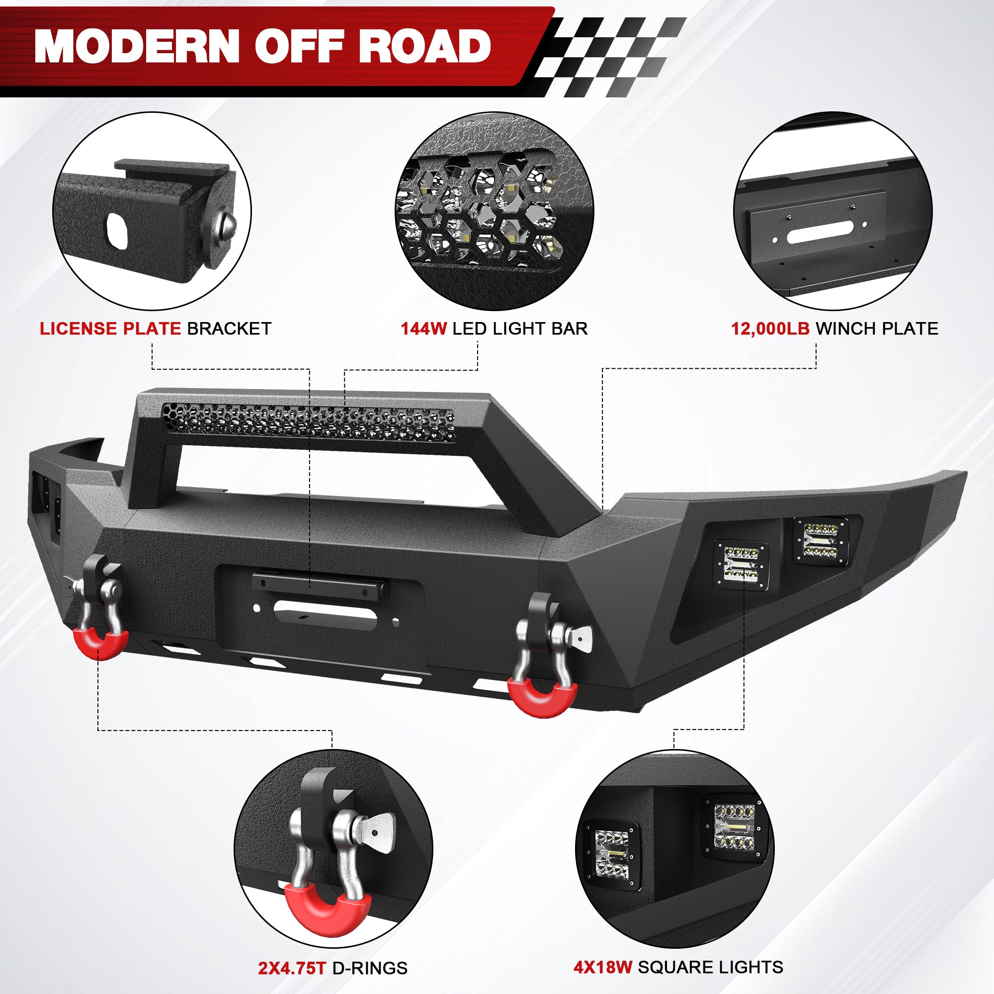 For Tacoma Front Bumper Compatible with 2005-2015 Toyota Tacoma Pickup Truck