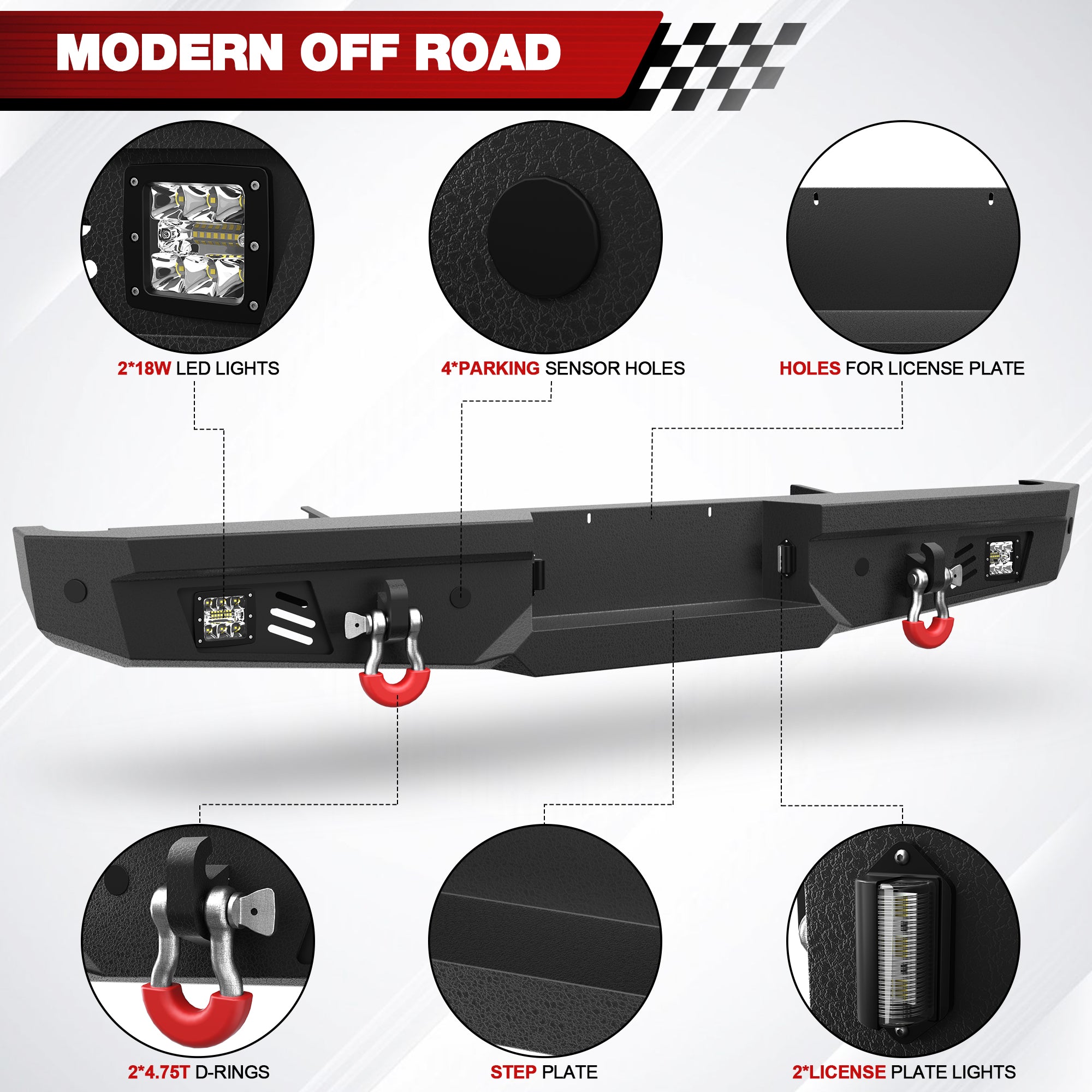 Rear Bumper Fits 1992 1993 1994 1995 1996 1997 Ford F250 F350 F450 - Longsunmotor