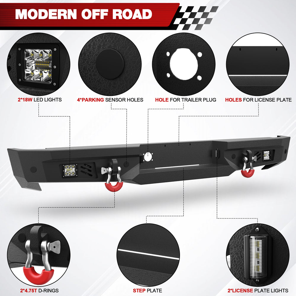 for Ram 2500 3500 Aftermarket Rear Bumper Compatible with 2002 - 2008 Dodge Ram 1500 and 2003 - 2009 Dodge Ram 2500 3500 - Longsunmotor