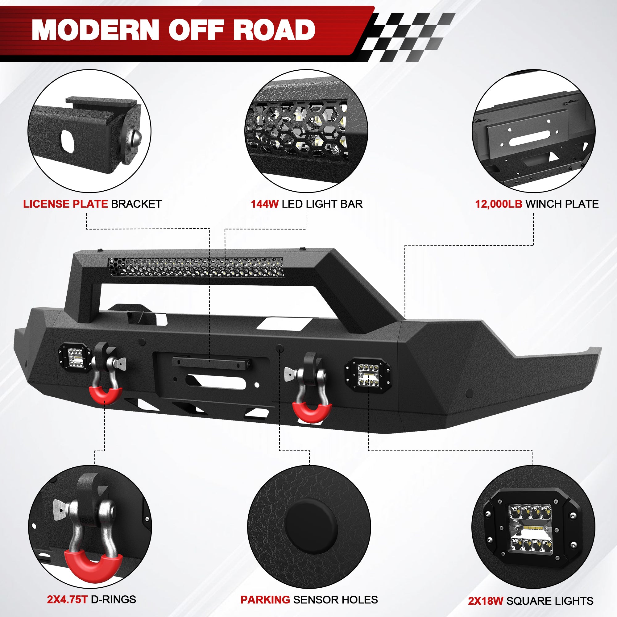 for Sierra 1500 Front Bumper Compatible with 2019-2020-2021-2022 GMC Sierra 1500 Pickup Truck Bumper with Winch Plate