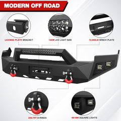 for Ram 1500 Front Bumper Compatible with 2009 2010 2011 2012 Dodge Ram 1500 Pickup Truck Bumper with Winch Plate, Sensor Holes & D-rings, Black