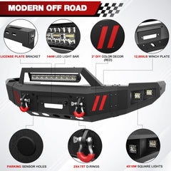 For 2010-2018 Ram 2500/3500 Aftermarket Steel Front Bumper with Winch Plate and Sensor Hole
